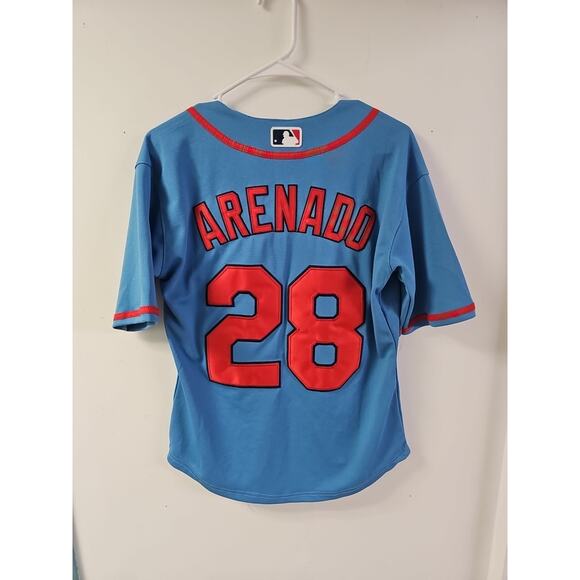 Nike St Louis Cardinals Powder Blue Jersey Men’s S Nolan Arenado #28 Stitched - Picture 6 of 8